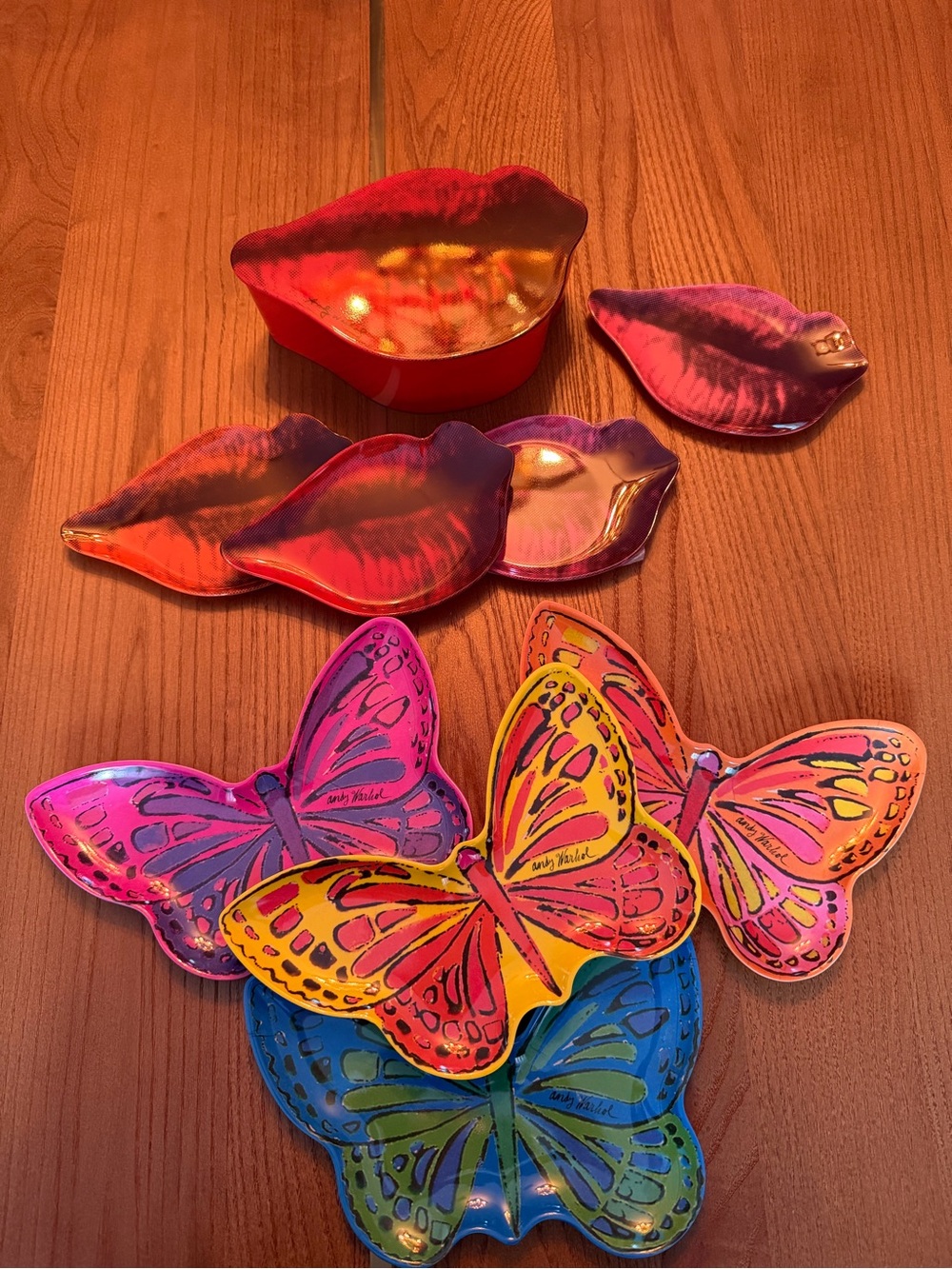 Andy Warhol x Presidio Objects Colorful Lip & Butterfly Trinket Dishes Set rare